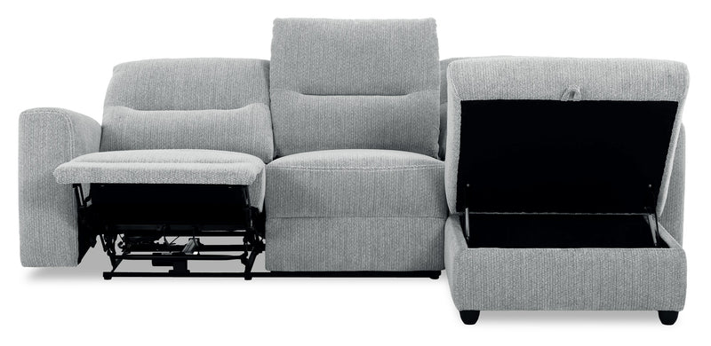 Meadow 2-Piece Right-Facing Chenille Fabric Power Reclining Sectional with Storage Chaise - River Grey