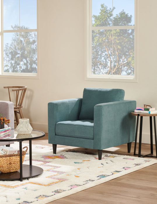 Metro 32\" Fabric Chair with Tufted Seat Cushion and Reversible Back Cushion - Denim Blue