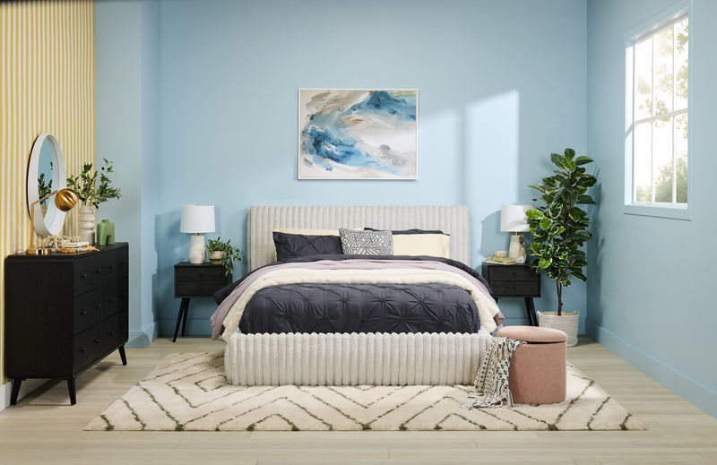 Milan Bedroom 6-Drawer Dresser, Mid-Century Modern, 59\"W x 36\"H - Black