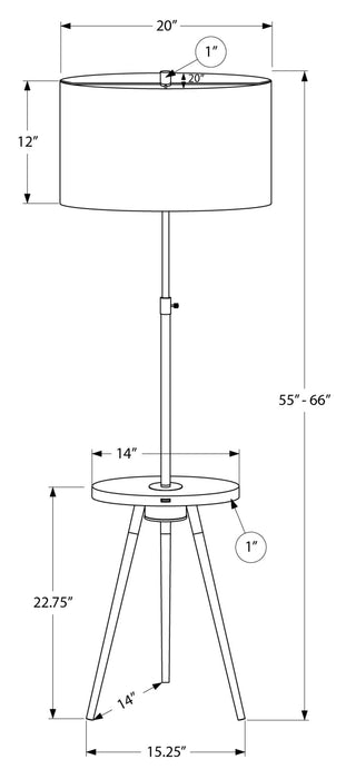 63\" Brass Metal Tripod Floor Lamp with USB Port