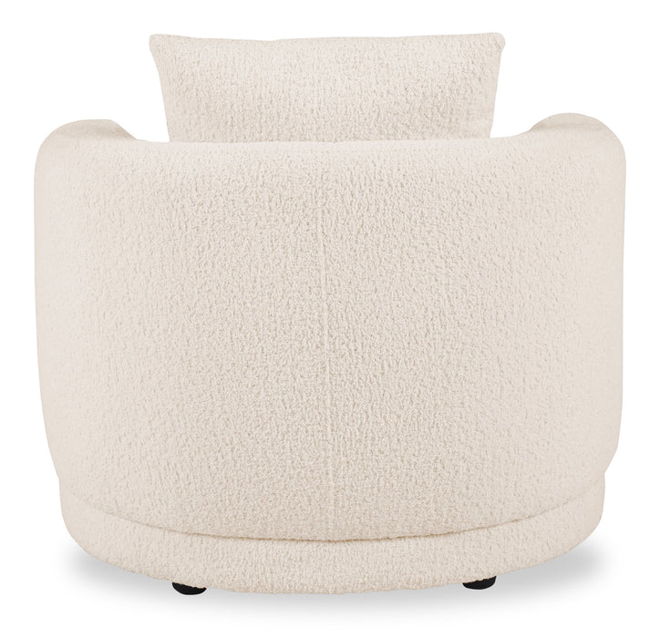 Moon 35.8\" Fabric Curved Chair with Accent Pillow - Wooly Almond White