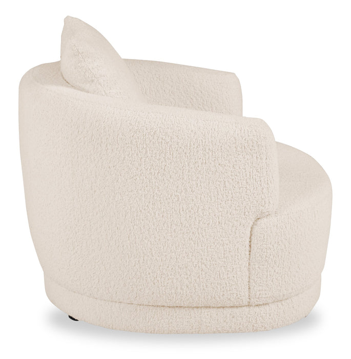 Moon 35.8\" Fabric Curved Chair with Accent Pillow - Wooly Almond White