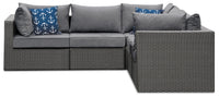 Morris 5-Piece Outdoor Patio Set with 2 Storage Armless Chairs - Hand-Woven Resin Wicker – Grey 