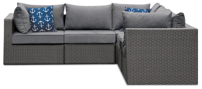 Morris 5-Piece Outdoor Patio Set with 2 Storage Armless Chairs - Hand-Woven Resin Wicker – Grey