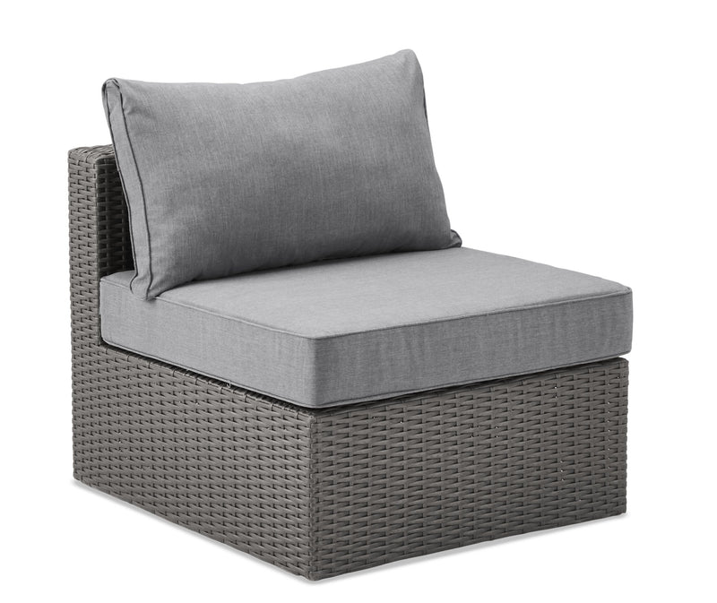 Morris 5-Piece Outdoor Patio Set with 2 Storage Armless Chairs - Hand-Woven Resin Wicker – Grey