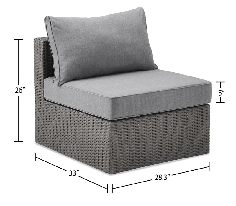 Morris 5-Piece Outdoor Patio Set with 2 Storage Armless Chairs - Hand-Woven Resin Wicker – Grey