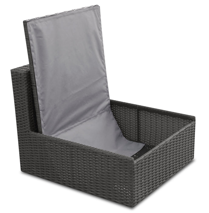 Morris 5-Piece Outdoor Patio Set with 2 Storage Armless Chairs - Hand-Woven Resin Wicker – Grey