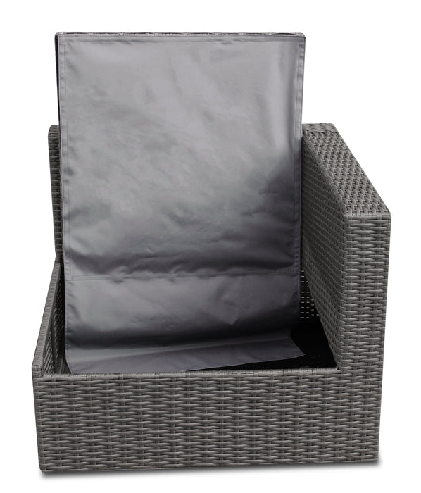 Morris 5-Piece Outdoor Patio Set with 2 Storage Armless Chairs - Hand-Woven Resin Wicker – Grey