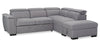 Myst 3-Piece Right-Facing Linen-Look Fabric Sleeper Sectional - Ash