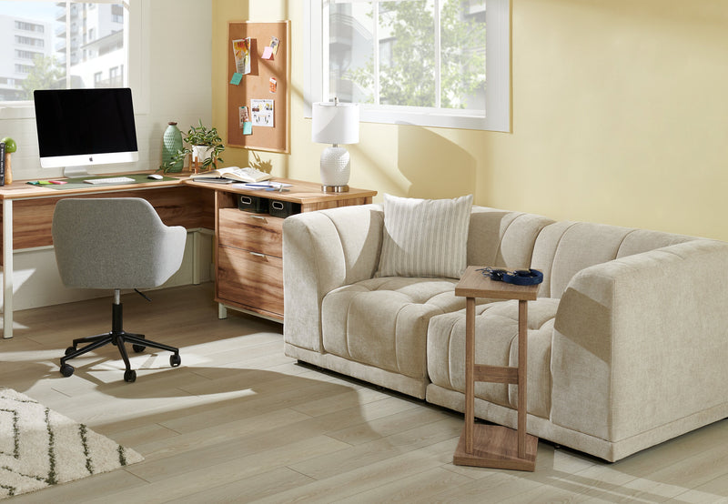 Kort & Co. Oaklyn Modular 77\" Fabric Loveseat with Tufted Seat Cushions - Beige