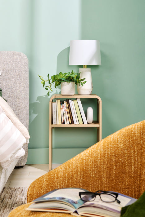 Odin Bedside Nightstand with Storage Shelf, 18\"W x 25.75\"H - Natural