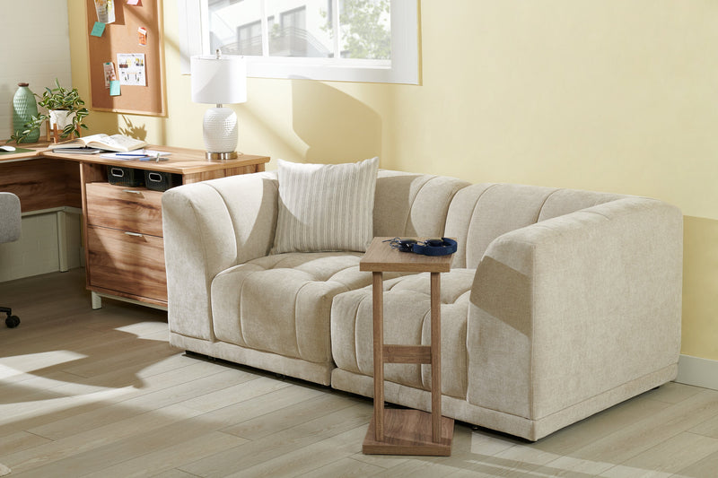 Kort & Co. Oaklyn Modular 77\" Fabric Loveseat with Tufted Seat Cushions - Beige