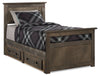 Piper 2-Drawer Storage Bed for Kids, Solid Pine Wood, Driftwood Grey - Twin Size