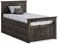 Piper 4-Drawer Storage Bed for Kids, Solid Pine Wood, Driftwood Grey - Twin Size 