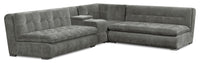 Scott Living Plaza Modular 4-Piece Grey Fabric Sectional with Storage Console and Dual Cupholders 