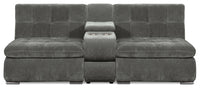 Scott Living Plaza Modular 3-Piece Fabric Sectional with Storage Console and Dual Cupholders - Grey 