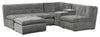 Scott Living Plaza Modular 5-Piece Fabric Sectional with Storage Console, Dual Cupholders and Ottoman - Grey