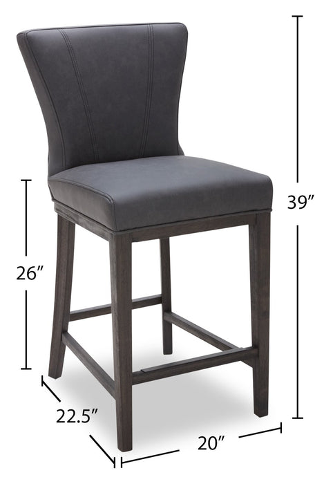 Quinn Counter-Height Stool with Vegan Leather Fabric, 26\"H - Grey