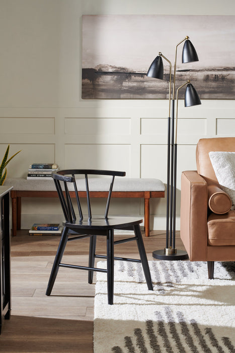 Remi Dining Chair with Curved Spindle-Back - Black