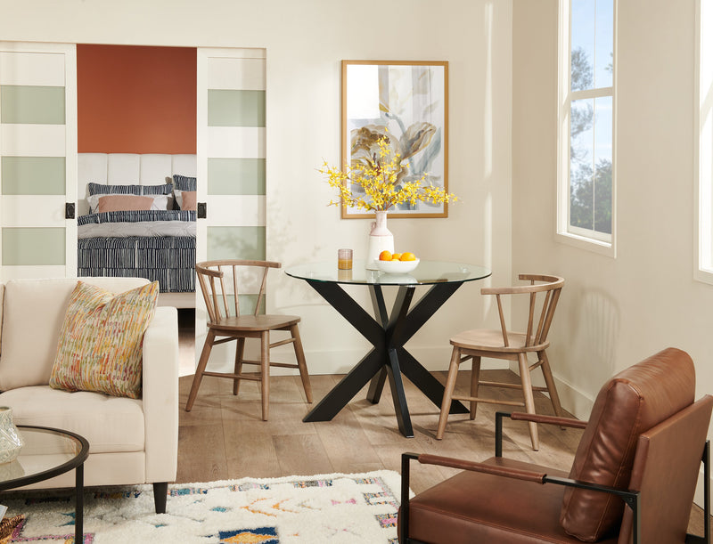 Remi Dining Chair with Curved Spindle-Back - Brown