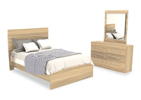 Riley 5pc Bedroom Set with Panel Bed, Dresser & Mirror, Made in Canada, Natural - Full Size 