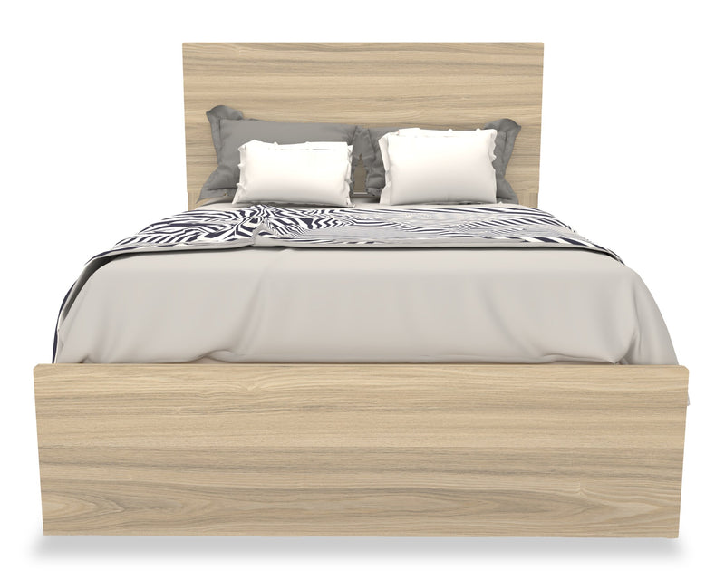 Riley 6pc Bedroom Set with Panel Bed, Dresser, Mirror & Nightstand, Made in Canada, Natural - Full Size