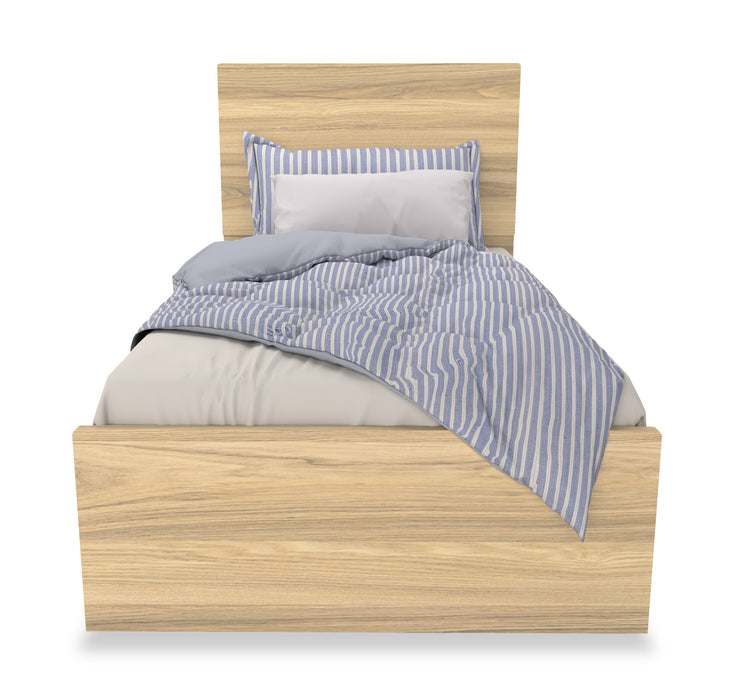 Riley 5pc Bedroom Set with Panel Bed, Dresser & Mirror, Made in Canada, Natural - Twin Size