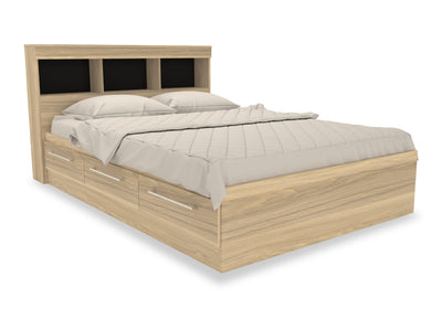 Riley Mates Bed with Bookcase Headboard Set for Kids,Made in Canada, Natural - Full Size | Lit matelot Riley avec ensemble de tête de lit bibliothèque pour enfants, fabriqué au Canada, naturel - format lit double