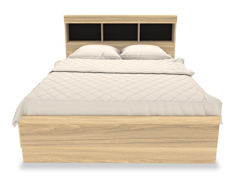 Riley Mates Bed 6pc Set with Bookcase Headboard, Dresser, Mirror & Nightstand, Natural - Full Size