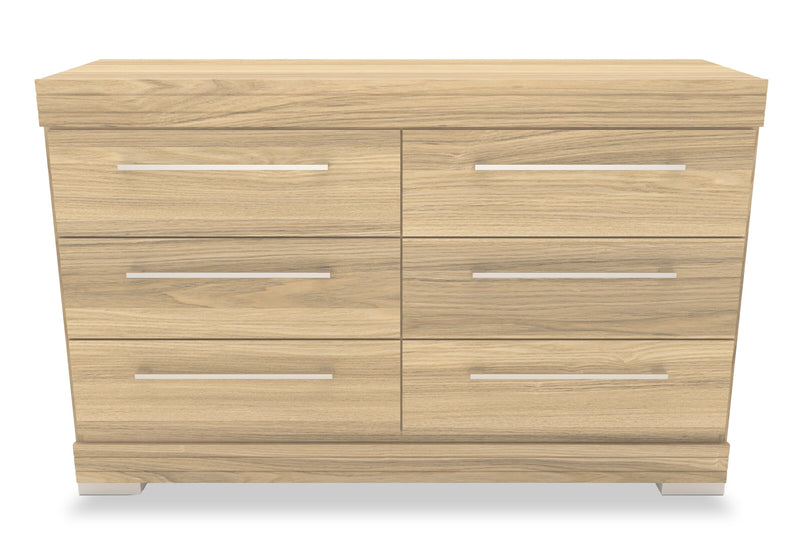 Riley Mates Bed 6pc Set with Bookcase Headboard, Dresser, Mirror & Nightstand, Natural - Twin Size