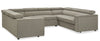 Savvy 3-Piece Linen-Look Fabric Sleeper Sectional with Adjustable Headrests - Grey