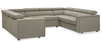 Savvy 3-Piece Linen-Look Fabric Sleeper Sectional with Adjustable Headrests - Grey 