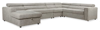 Savvy 5-Piece Linen-Look Fabric Left-Facing Sleeper Sectional - Grey 