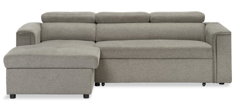Savvy 2-Piece Linen-Look Fabric Left-Hand Sectional - Grey