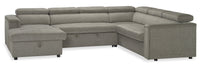 Savvy 3-Piece Linen-Look Fabric Left-Facing Sleeper Sectional - Grey 