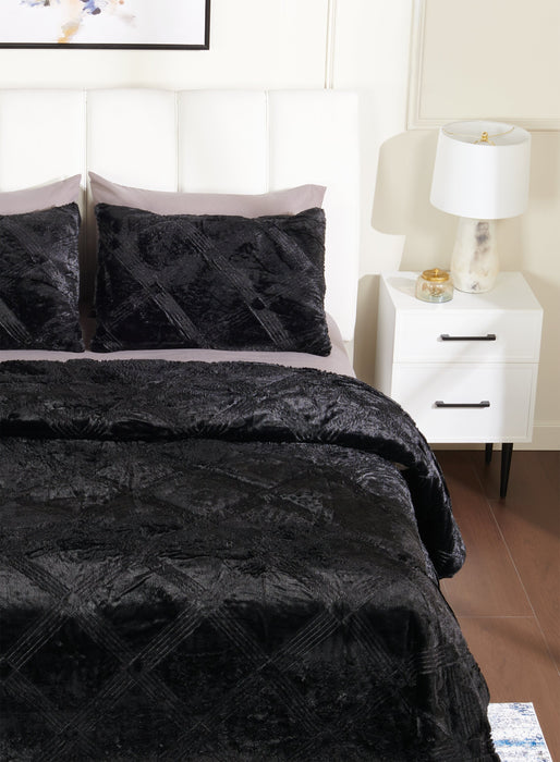 Serene 3-Piece King Comforter Set - Black