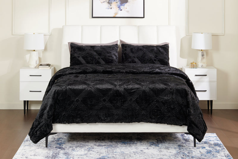 Serene 3-Piece King Comforter Set - Black