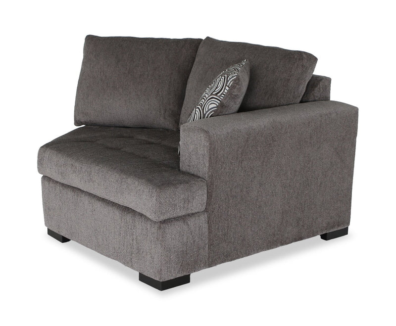 Made in Canada Legend 2-Piece Right-Facing Chenille Fabric Cuddler Sleeper Sectional - Pewter Brown