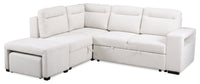 Primo Coast 3-Piece Left-Facing Ivory White Fabric Sleeper Sectional with Storage Chaise and Storage Armrest
