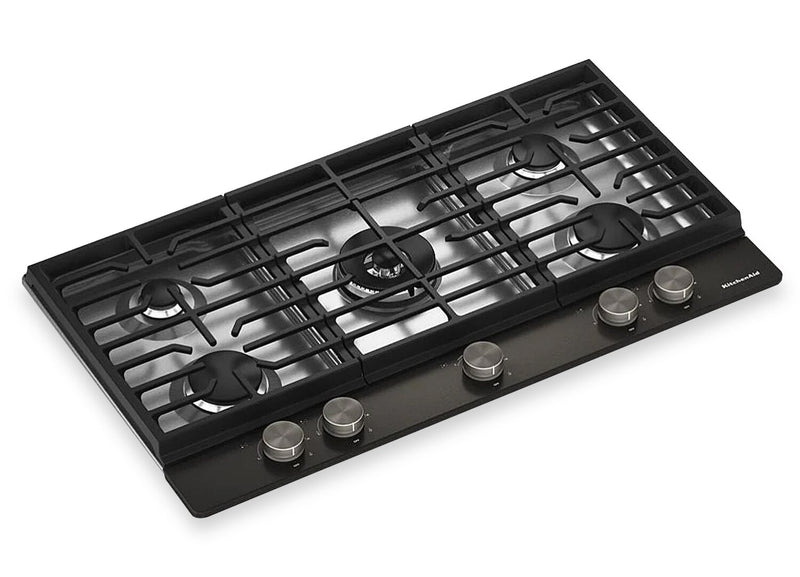 KitchenAid Gas-on-Metal Cooktop with Integrated Wok Grate – Black Ore - KCGK536SBE
