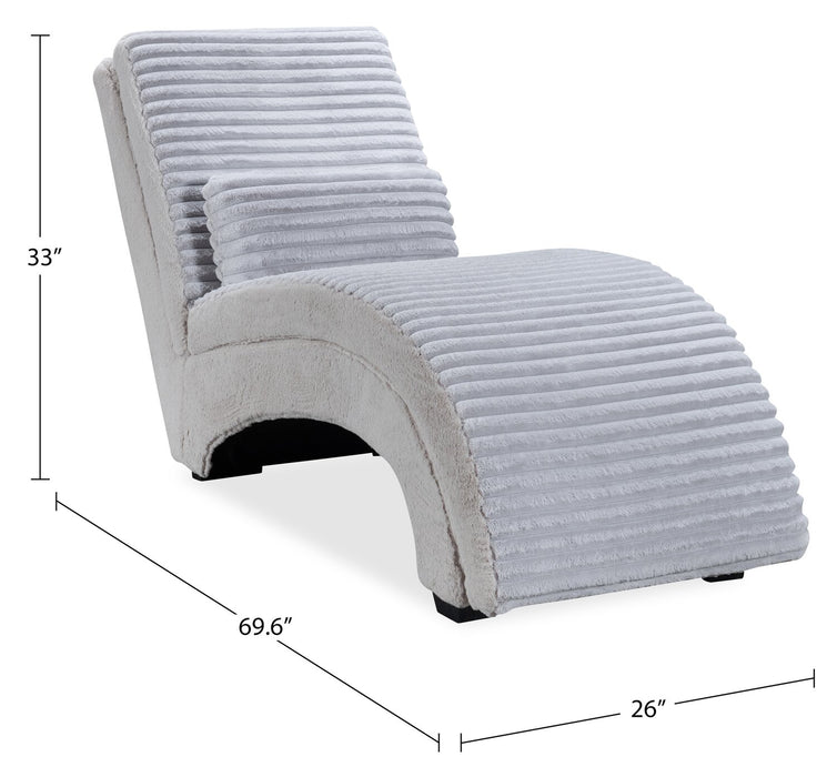 Cleo 26\" Ultra Plush Faux Fur Fabric Chaise Lounge with Accent Pillow - Light Grey