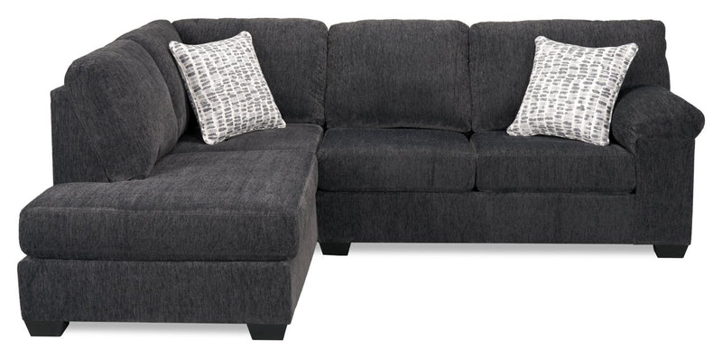 Made in Canada Morgan 2-Piece Left-Facing Chenille Fabric Sectional with Accent Pillows - Grey