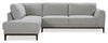 Horizon 2-Piece Left-Facing Fabric Sectional with Wood Base and Legs - Grey