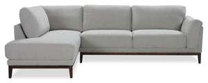 Horizon 2-Piece Left-Facing Fabric Sectional with Wood Base and Legs - Grey