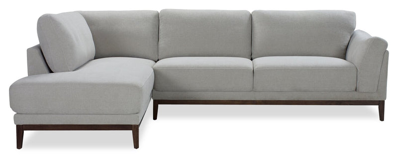 Horizon 2-Piece Left-Facing Fabric Sectional with Wood Base and Legs - Grey