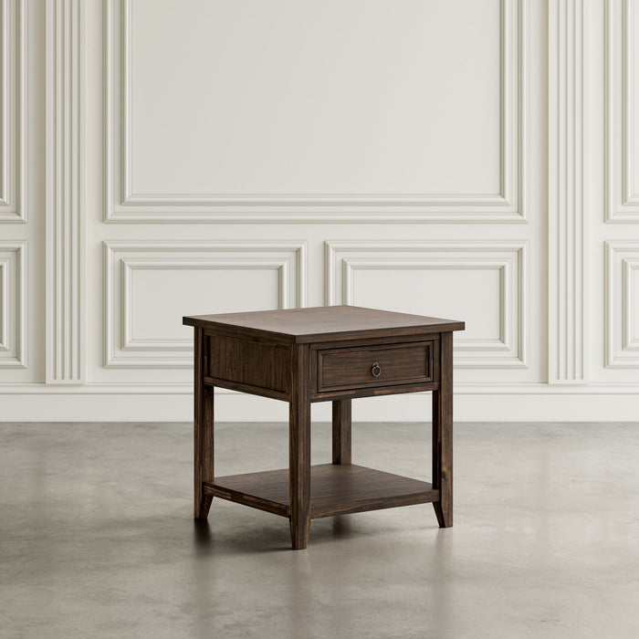 Branson 24\" End Table with Storage and Shelf - Dark Brown