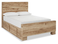 Derekson Storage Bed with 2 Built-In Side Drawers, Natural - Full Size 