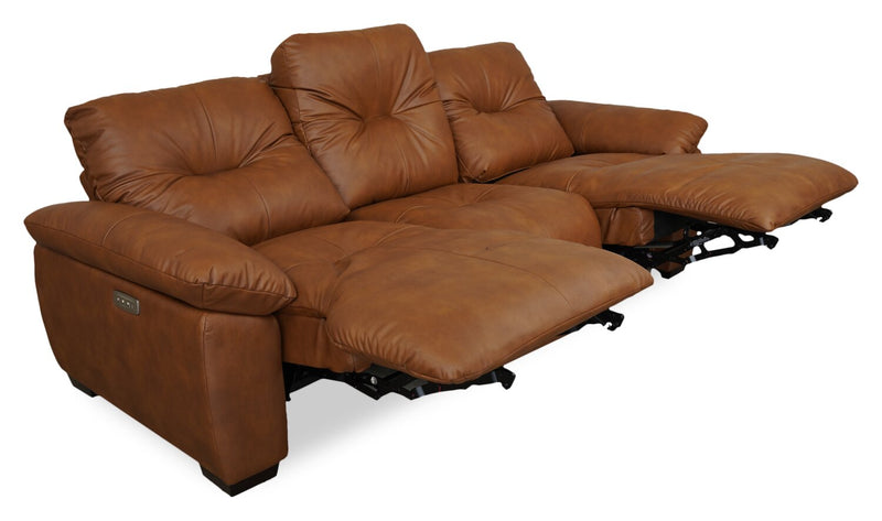 Bello 91.7\" Leather-Look Fabric Power Reclining Sofa - Brown