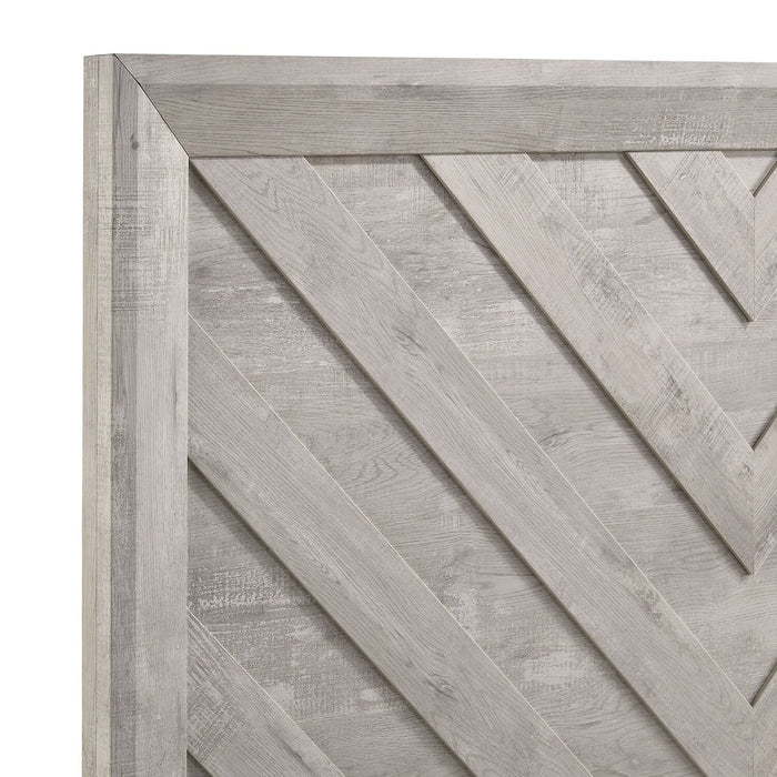 Lark 5pc Bedroom Set with Panel Bed, Dresser & Mirror, Rustic White  - Queen Size