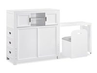 Quinn Platform Bed with Bookcase Headboard, Built-in Desk & Stool, White - Twin Size